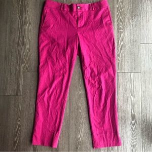 Banana Republic Hot Pink Jacquard Straight Leg Camden Pant Sz 8